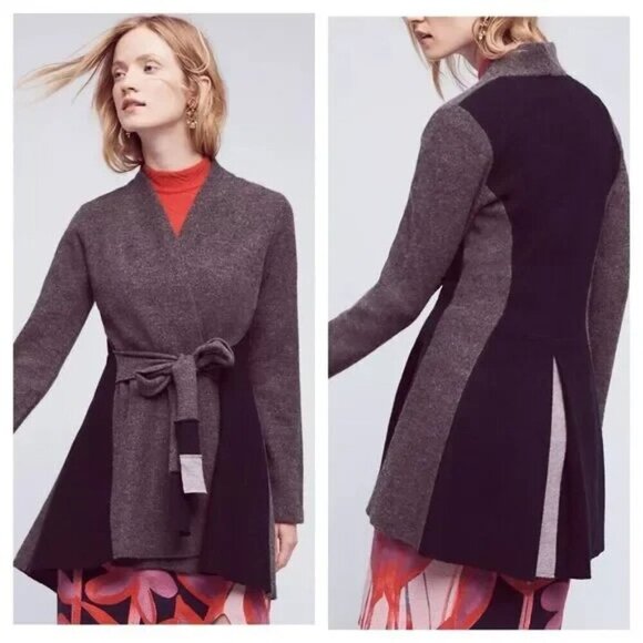 Anthropologie Rosie Neira Wool Cardigan | Grey Blue | Size S - Picture 2 of 12